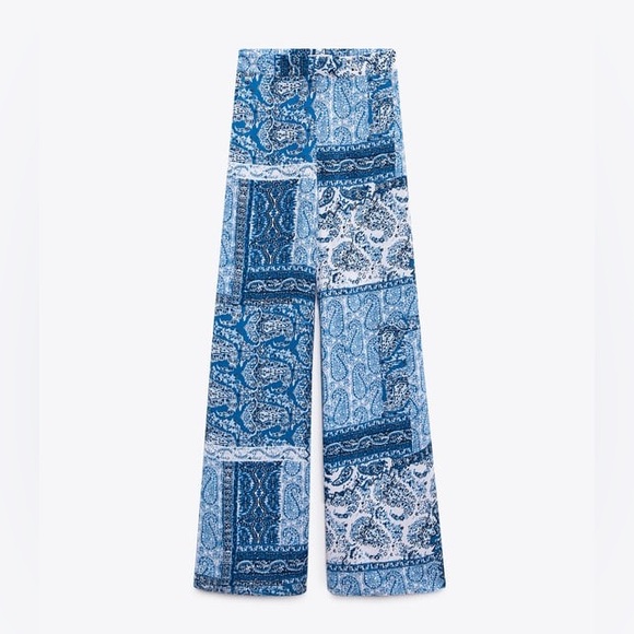 ZARA Printed Wide Leg Pants - Picture 4 of 6